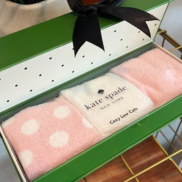 KATE SPADE Pink and White Cozy Low Cut Socks - Picture 2 of 4